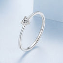 925 Sterling Silver 0.4cm Heart-shaped CZ Ring-2