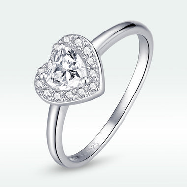 925 Sterling Silver Love CZ Ring Size 6.0 for Women - 0