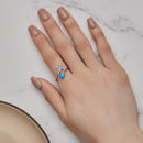 925 Sterling Silver Ring with Pavé Set CZ and Translucent Opal, 1.5mm Width for Women-5