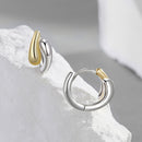 925 Sterling Silver & Plated Gold & Plated White Gold Earrings-2