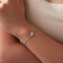 925 Sterling Silver White Gold Plated Bracelet with Synthetic Opal - Length 15+6cm for Women-7