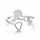 925 Sterling Silver + Plated White Gold Horse Ring-1