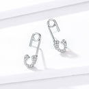 925 Sterling Silver Earrings for Women - 1.7x0.6cm, Platinum Plated with Pavé Setting CZ-2