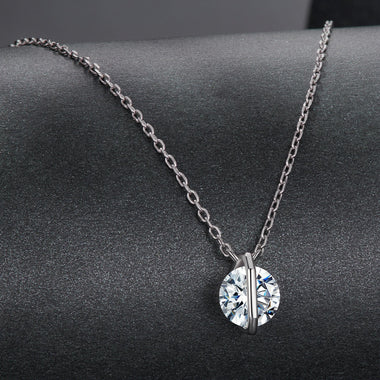 925 Sterling Silver 0.65 Carat Genuine Moissanite Necklace for Women - 0