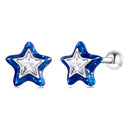 925 Sterling Silver Enamel CZ Stud Earrings in Platinum Plating-1