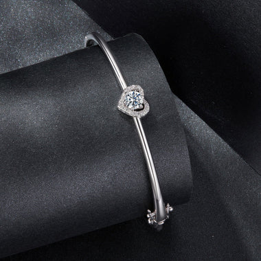 925 Sterling Silver Moissanite & CZ Bracelet Size 17 for Women - 0