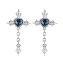 925 Sterling Silver Earrings with CZ and Glass, 24x13mm for Women-2