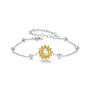 925 Sterling Silver White Gold Plated Bracelet with Transparent Glass Charm for Women-2
