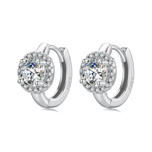 925 Sterling Silver White Gold Plated CZ Earrings for Women