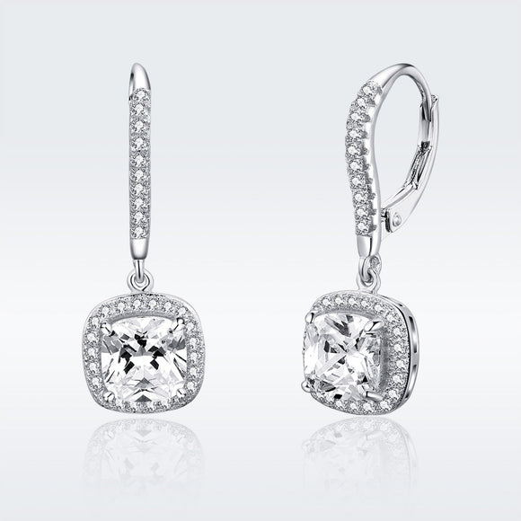 925 Sterling Silver Plated Gold Pavé Setting CZ Earrings for Women