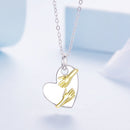 925 Sterling Silver + Plated White Gold + Plated Gold 1.8*1.2cm Necklace for Women-4