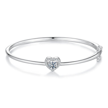 925 Sterling Silver Moissanite & CZ Bracelet Size 17 for Women