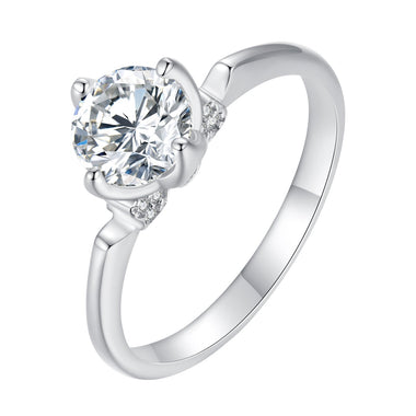 925 Sterling Silver 1.0 Carat Moissanite Ring in Size 8 - 0