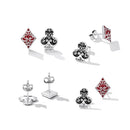 925 Sterling Silver Oxidized Enamel Plum Blossom Earrings for Women - 1.2 x 1.0 cm-3