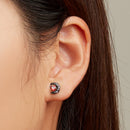 925 Sterling Silver Earrings with Pavé Setting CZ in Black Gold Plating-5