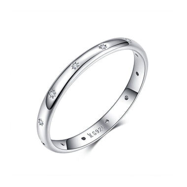 925 Sterling Silver Size 6.0 Plated Platinum Pavé Setting CZ Ring for Women
