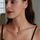 925 Sterling Silver Plated Platinum Pendant Necklace with Enamel and CZ for Women-7