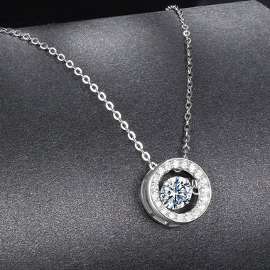 925 Sterling Silver Moissanite Pendant Necklace for Women - 40+5cm, White Gold Plated, Elegant Jewelry - 0