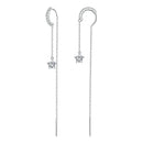 925 Sterling Silver Earrings with Pavé Setting CZ, 76*6mm-2