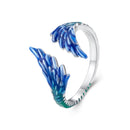 925 Sterling Silver Enamel Ring Size 9.0 for Women-2