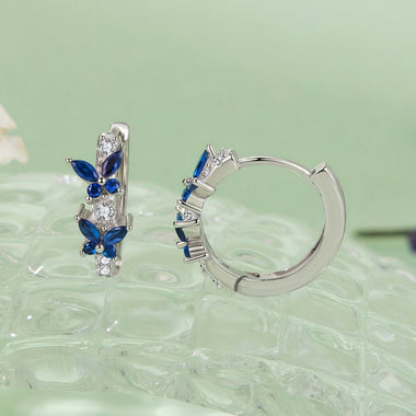 925 Sterling Silver White Gold Plated Hoop Earrings with Pavé Setting CZ for Women - 0
