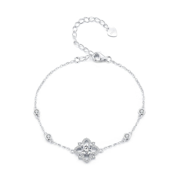 S925 Sterling Silver 0.5 Carat Moissanite Bracelet 16cm+5cm for Women