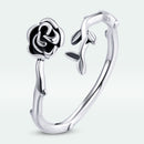 925 Sterling Silver & Oxidized Silver 0.15 cm Width Rose Ring for Women-2