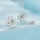 925 Sterling Silver Earrings with Pavé Setting CZ, 0.9cm, Oxidized Silver for Women-3