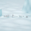 925 Sterling Silver Plated Platinum Earrings with CZ-4