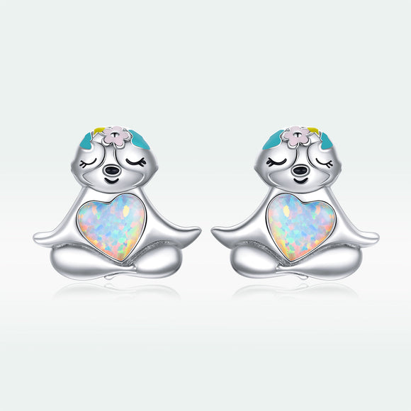 925 Sterling Silver Earrings with Translucent Opal