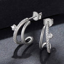 925 Sterling Silver Moissanite Earrings for Women - 1.4x0.5cm, Pavé Setting-8