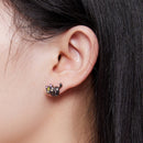 925 Sterling Silver Black Gold Plated Enamel CZ Earrings Size 10*14mm for Women-7