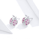 925 Sterling Silver Earrings with Pavé Setting CZ 1x0.9cm for Women-2