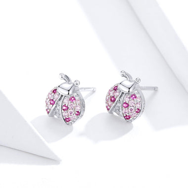 925 Sterling Silver Earrings with Pavé Setting CZ 1x0.9cm for Women - 0
