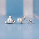 925 Sterling Silver Earrings with White Gold Plating and Shell Pearl-4