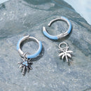 925 Sterling Silver Earrings with Nano Opal Stone and Enamel, Oxidized Finish-4