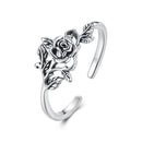 925 Sterling Silver Oxidized Adjustable Ring for Women-1