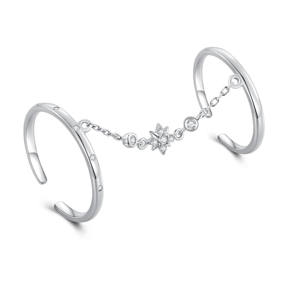 925 Sterling Silver Plated CZ Ring 30mm Chain Length, 1.7mm Width for Women