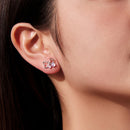925 Sterling Silver Earrings with Pavé Setting CZ and Transparent Glass for Women-7