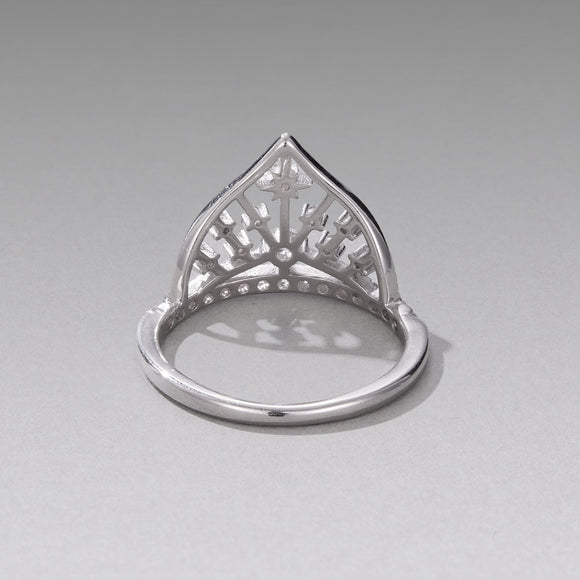 925 Sterling Silver White Gold Plated Ring with Pavé Setting CZ Size 6 for Women