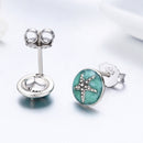 925 Sterling Silver Oxidized Enamel Earrings-5