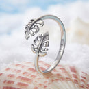 925 Sterling Silver Oxidized Leaf Ring for Women-2