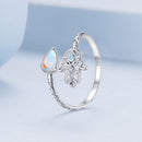 925 Sterling Silver Opal Nanometer Stone Platinum Plated Ring-4