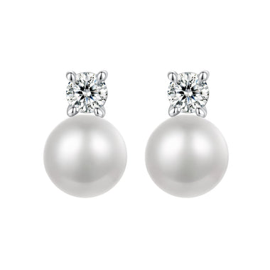 925 Sterling Silver Moissanite 0.1ct Freshwater Pearl Earrings for Women - 0