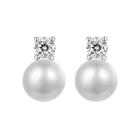 925 Sterling Silver Moissanite 0.1ct Freshwater Pearl Earrings for Women