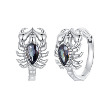 925 Sterling Silver Earrings with Transparent Glass - 13*8mm for Women