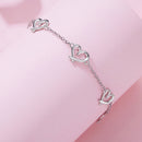 925 Sterling Silver 15+6cm 0.8cm Heart White Gold Plated Bracelet for Women-3