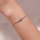 925 Sterling Silver White Gold Plated 16+5cm Bracelet with CZ Pendant for Women-7