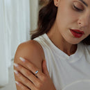 925 Sterling Silver White Gold Plated 1.9mm Transparent Glass Ring-8