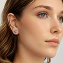 925 Sterling Silver Earrings with Enamel CZ in White Gold, 1.0x0.9cm for Women-7